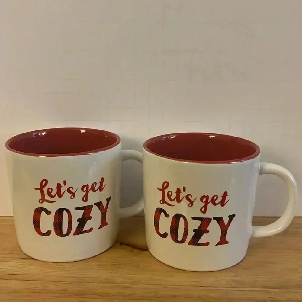 Caribou Coffee Lets Get Cozy Holiday‎ Mug Set 12oz